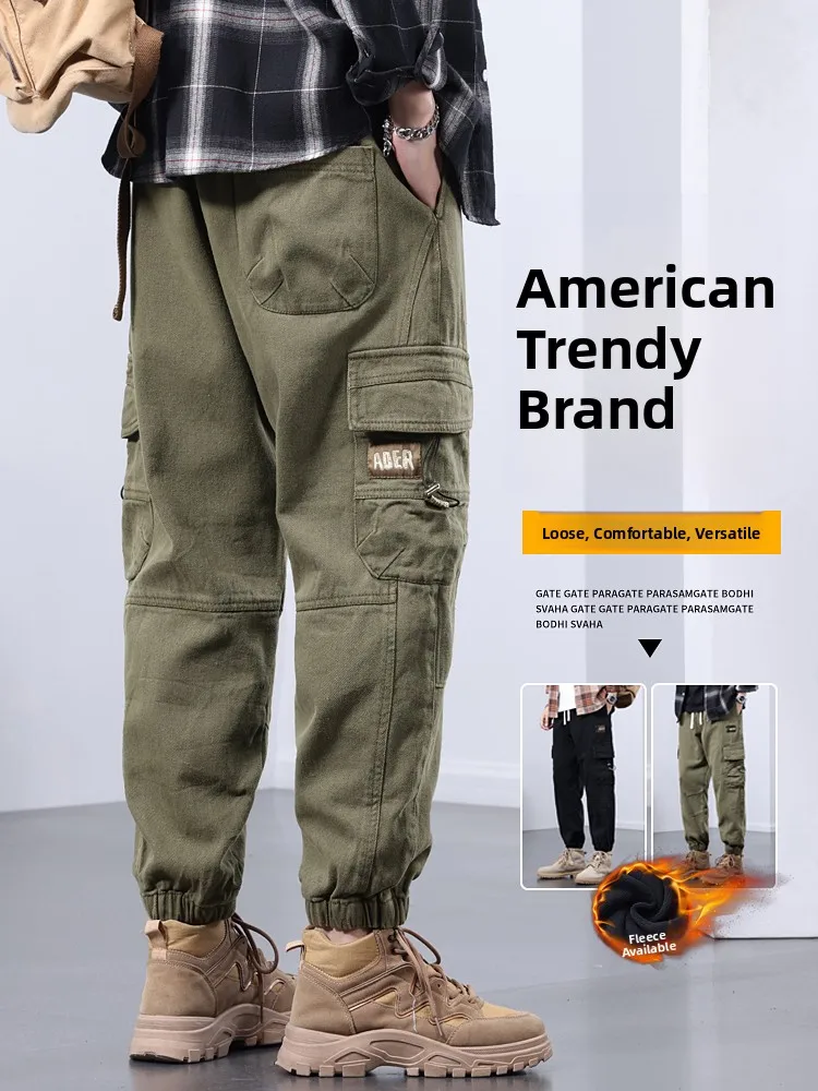 

Мужские рабочие брюки American Sle, зимние, утепленные, повседневные, больших размеров, удобные, свободного кроя, модные