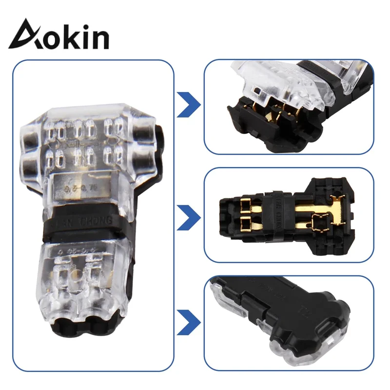 Aokin Wire Connectors Low Voltage Wire Connectors Solid Connection,T Tap Wire Connectors, T Type 2 Pins Wire Splice Connectors image 4