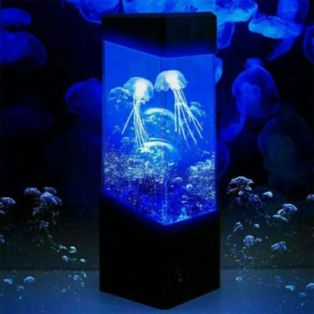 LED Jellyfish Tank Night Light Color Changing Table Lamp Aquarium Electric Mood Lava Lamp for Children Home Room Decoration