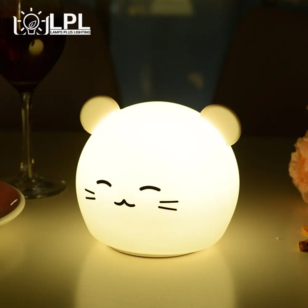 Cute Color Changing Silicone Baby Night Light, Touch Portable Rechargeable LED Bedside Nursery Light, Gift for Boys and Girls