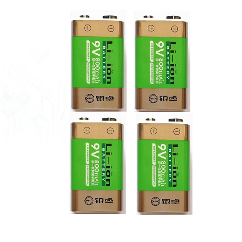 2pcs/lot 800mAh Li-ion 9 V Rechargeable Batteries For Smoke detectors Wireless Microphones