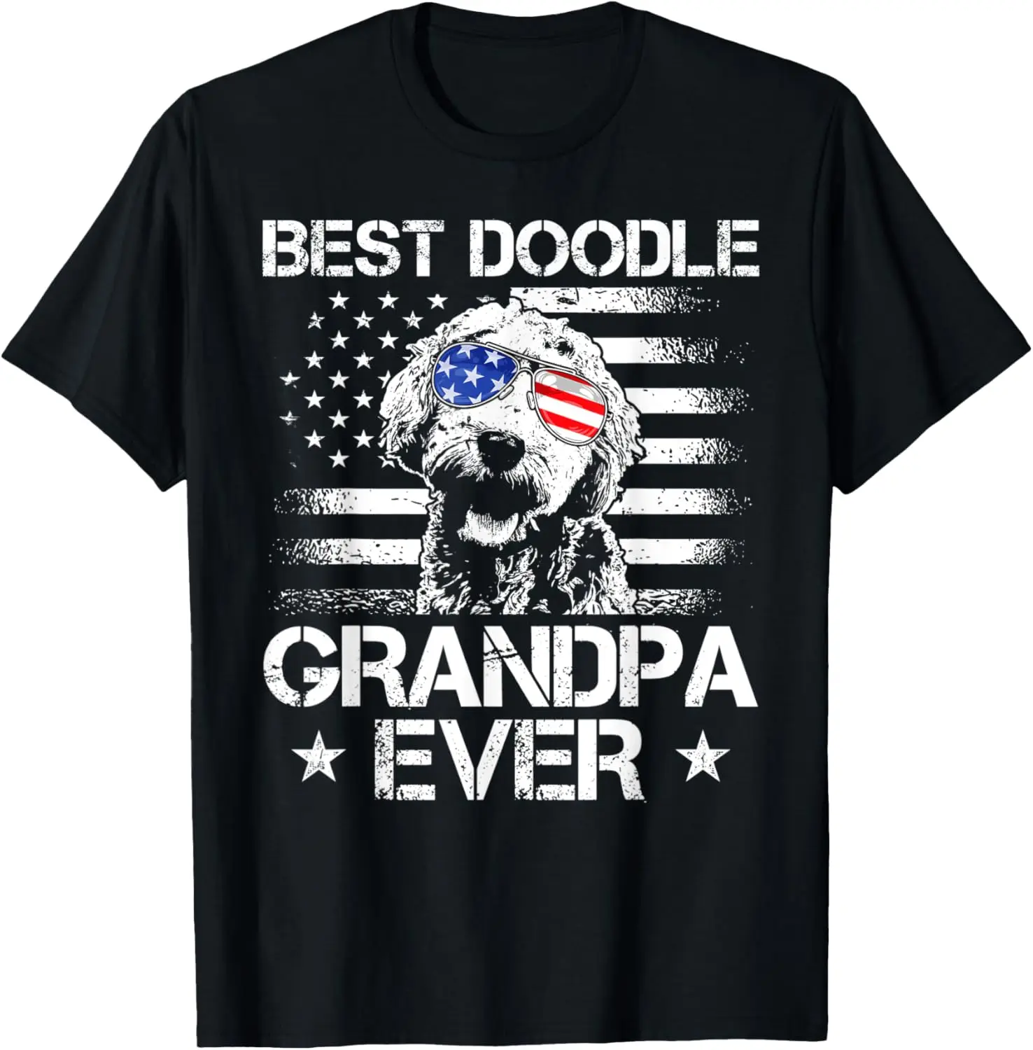 Mens Best Doodle Dad Ever TShirt Us Flag Patriotic 4th Of July