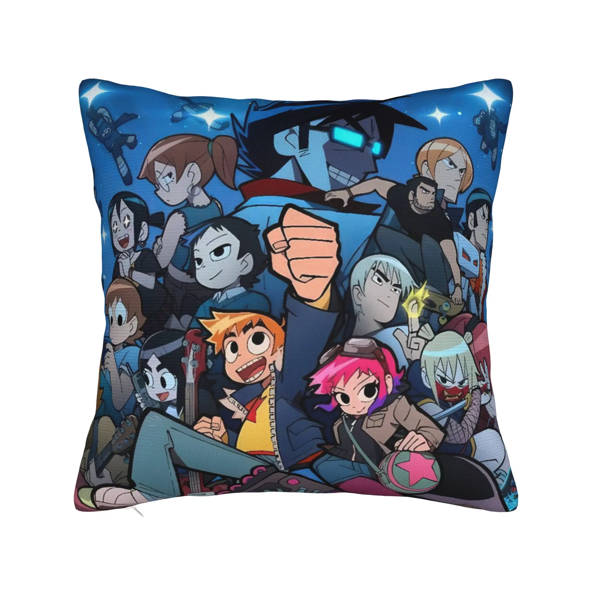 Pillow Cover Scott Pilgrim Blue Night Art  Kawaii Pillow Case For Sofa Car Home Decor Pillowcases