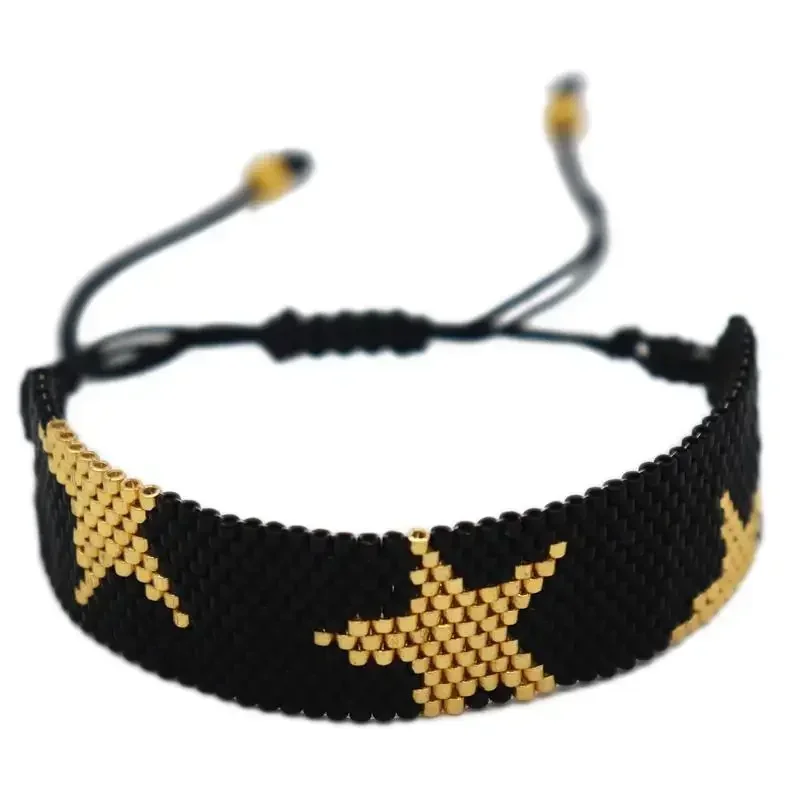 Beaded bracelet Star Bohemia Five-pointed star Versatile Hand knitting Design Tide Simple Adjustable Female Rice bead bracelet