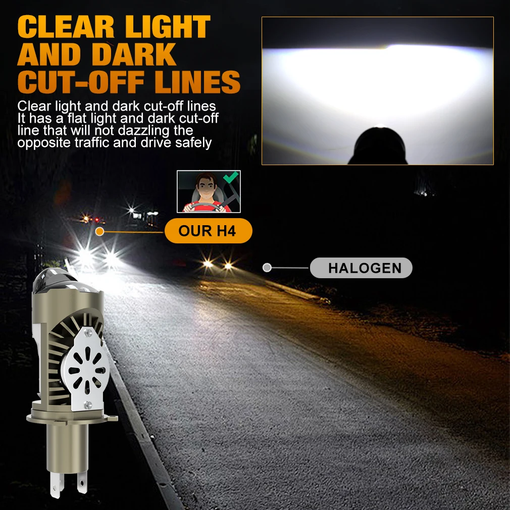 Dual Lens H4 LED Projector Len - огляд і ціна Universal Motorcycle Led Headlight Projector