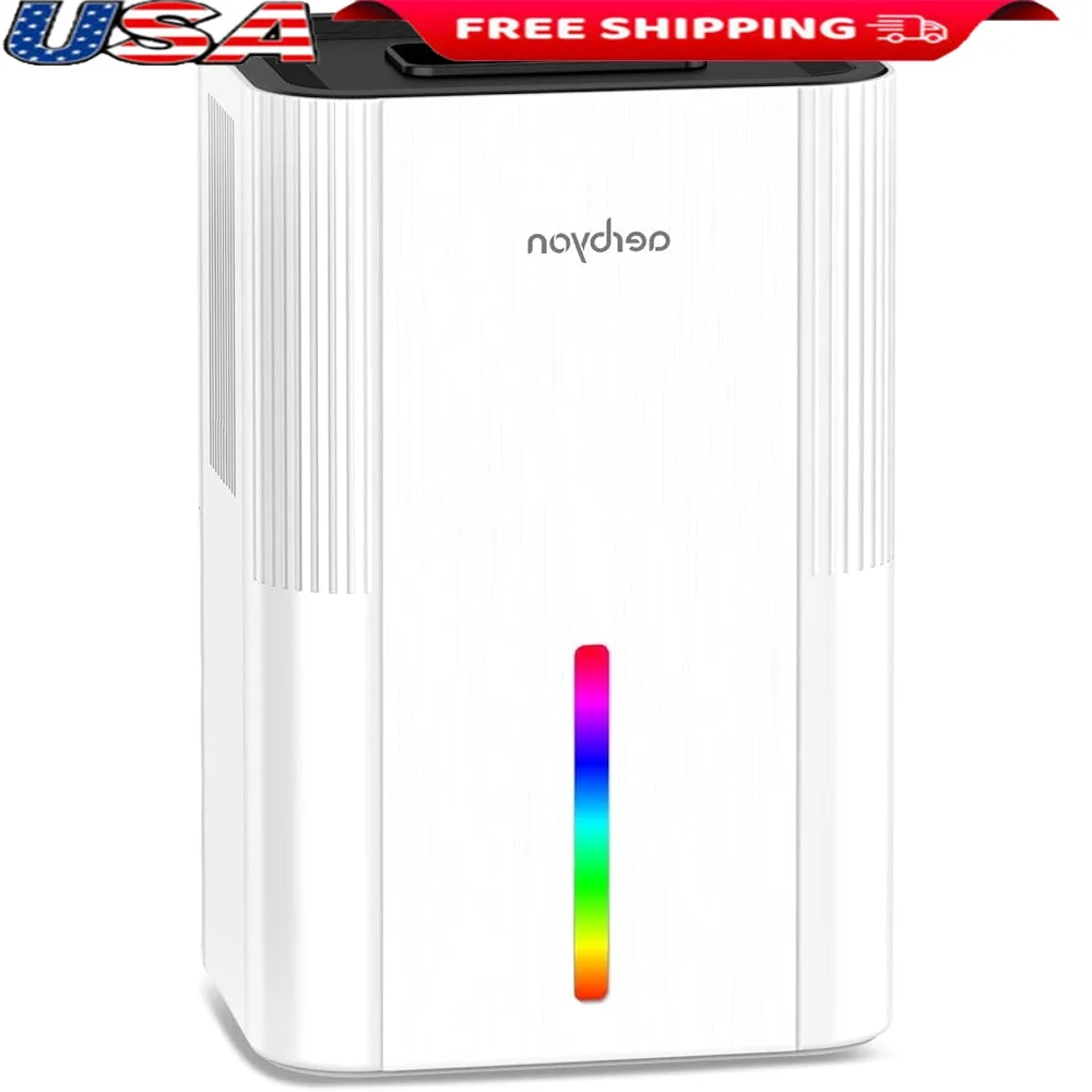 휴대용 제습기 95온스 물탱크 자동 차단 저소음 작동 1000제곱피트 컬러 LED 조명 포함