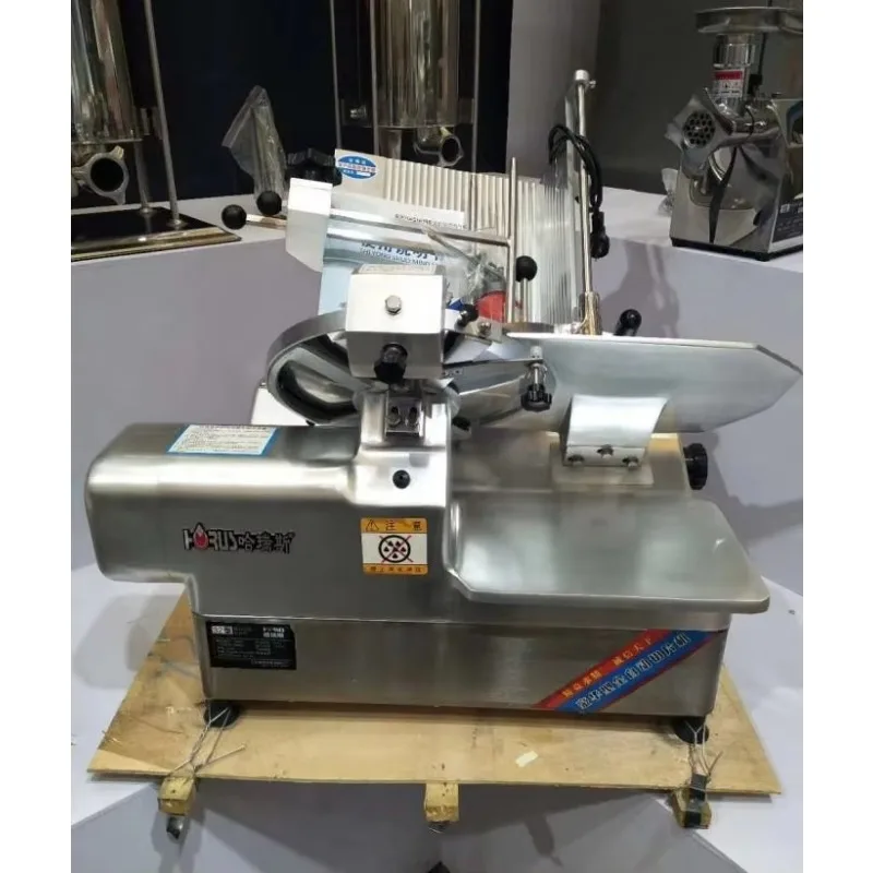 

Полностью нержавеющая сталь с двойным двигателем, нарезка для замороженного мяса, регулируемая толщина, коммерческая розничная продажа, автоматическая машина для нарезки мяса