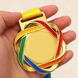 Blank Medals Hemp rope Colour Medal with Color Ribbon Gold Silver Copper Color Medal Suitable For Various Competitions Souvenir