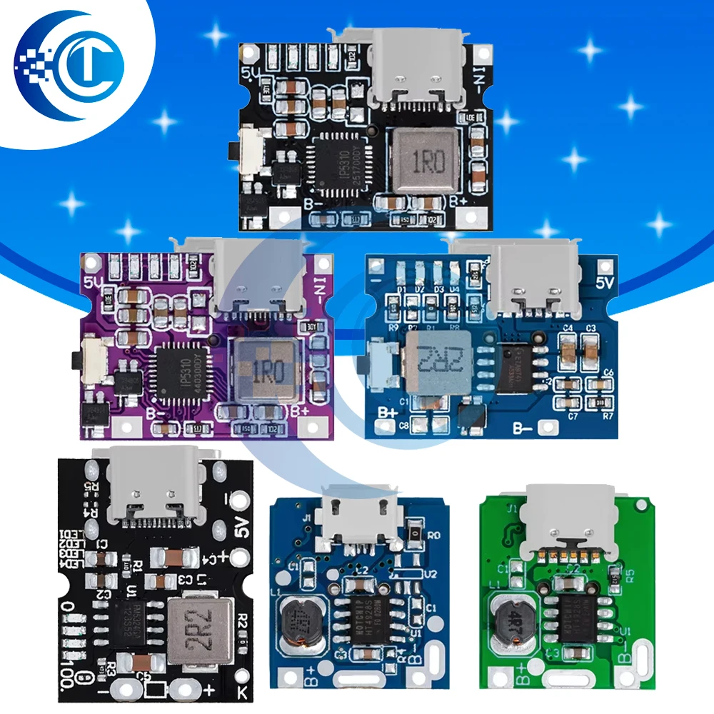 Dual-Port LiPo Charger Boost Module (1A-3.1A) - USB-C/Micro USB with Protection for Arduino Projects