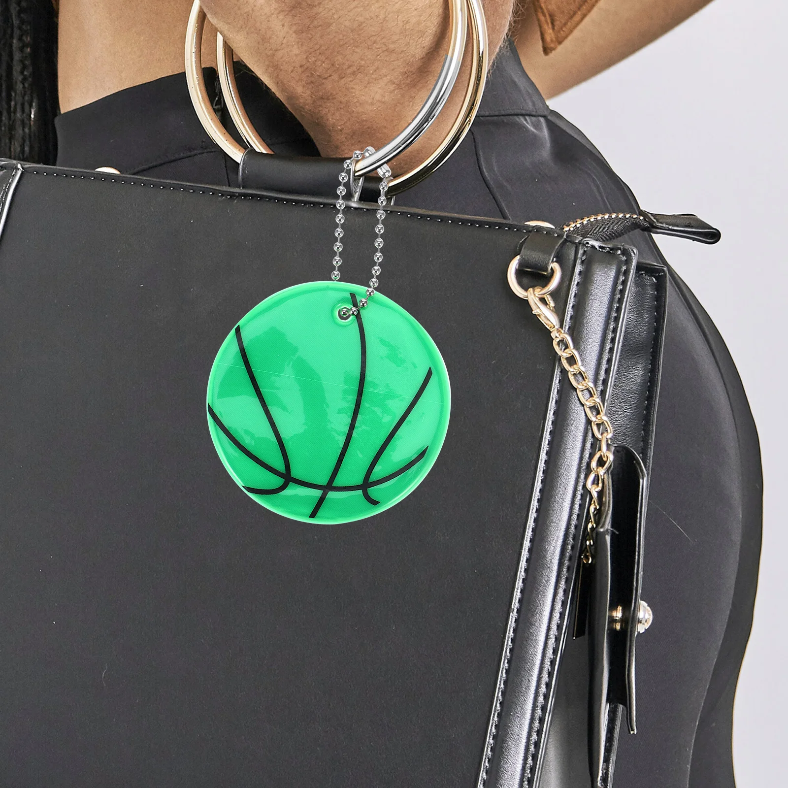

6PCS 6CM Reflective Basketball Keychains Safety Accessories Bright Silver Keychain Pendants for Backpacks Clothes