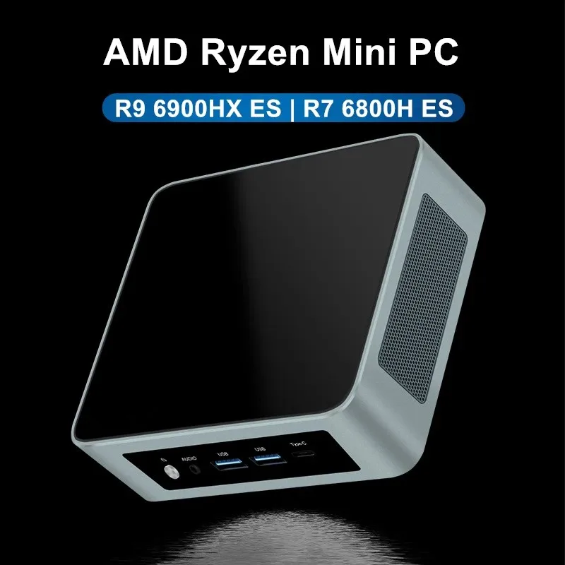 Topton AMD Mini PC Gamer R9 6900HX ES 8 Core 2xDDR5 2xLAN 2.5G NVMe USB4 Komputer Gaming Mini Desktop Portabel WiFi6E