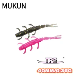 40PCS TPE Mini Worm Soft Fishing Lures Jig Wobblers 0.35g/40mm Silicone Artificial Baits Bass Carp Pesca Fishing Tackle