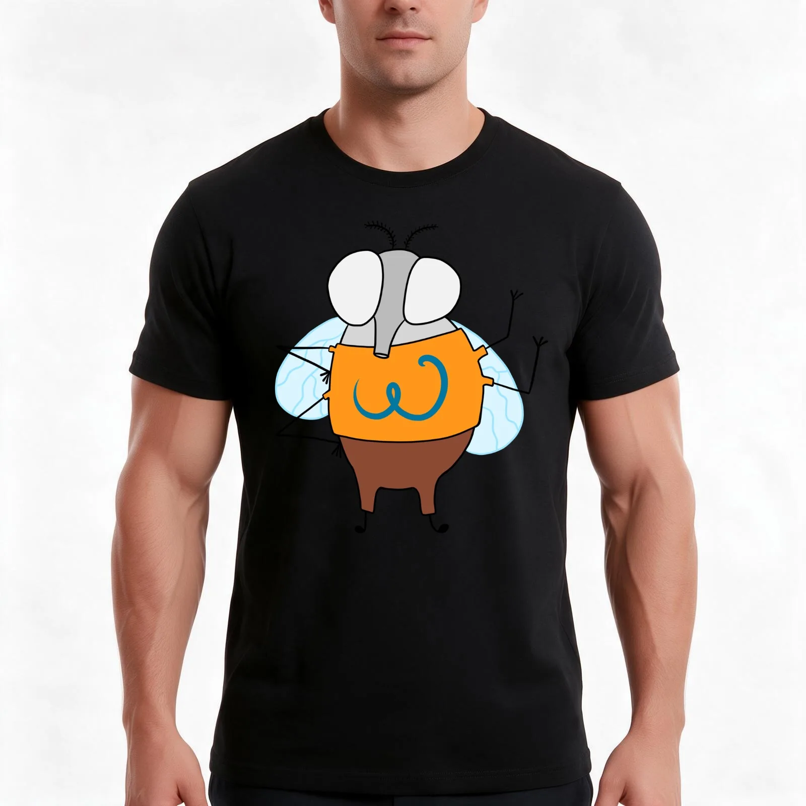 White Drosophila Mutant T-Shirt, Summer Casual Cotton Tee, Oversized Streetwear Tops, Vintage Graphic Print, Unisex Men Women