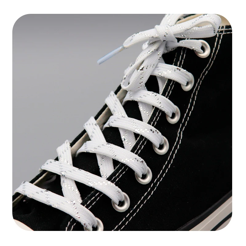 Weiou Official 8MM White-Sliver Metallic Wire Strings Canvas Boots Polyester Shining Cords Women Sneaker Top Shoelaces Clothing