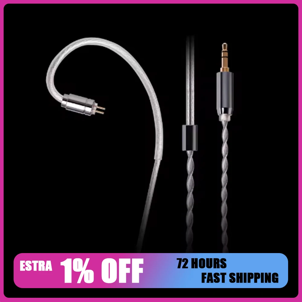 SIMGOT LC5 Headphone Cable 0.78 Dual Needle Interchangeable Upgrade Cable 4.4mm/3.5mm High Purity 6N Single Crystal