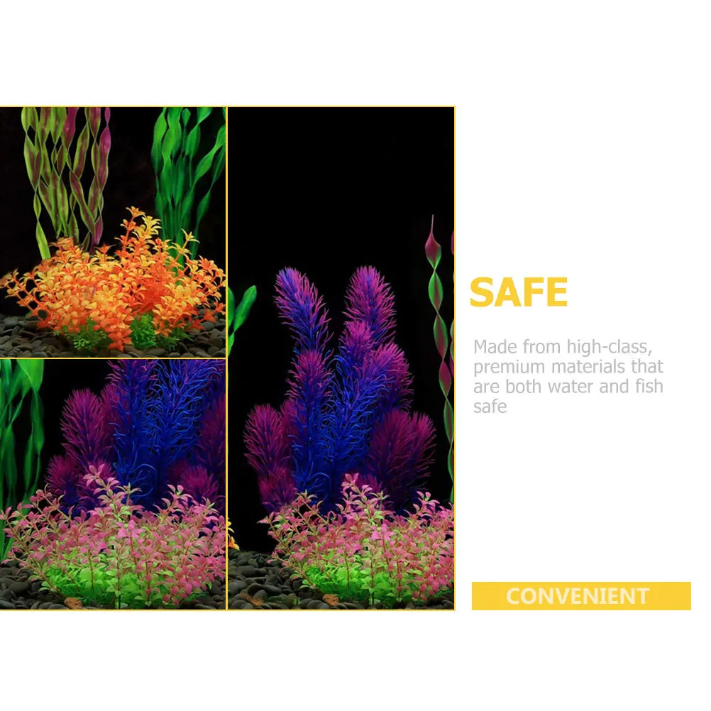 

7pcs Artificial Plants For Aquarium Lifelike Water Grass Decor Fish Tank Ornaments Reusable Faux Plants