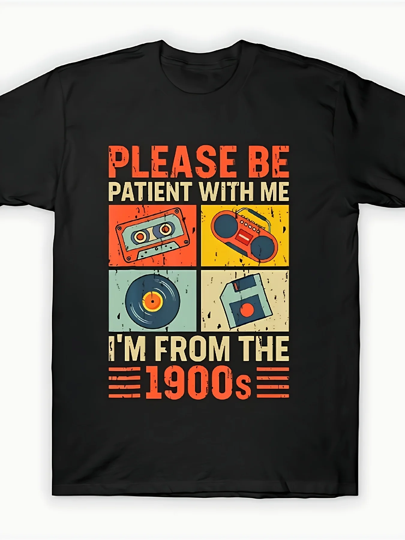 Please patiently stay with me. This is a fun T-shirt from the 1900s | Men's fashionable short-sleeved, casual round-neck design