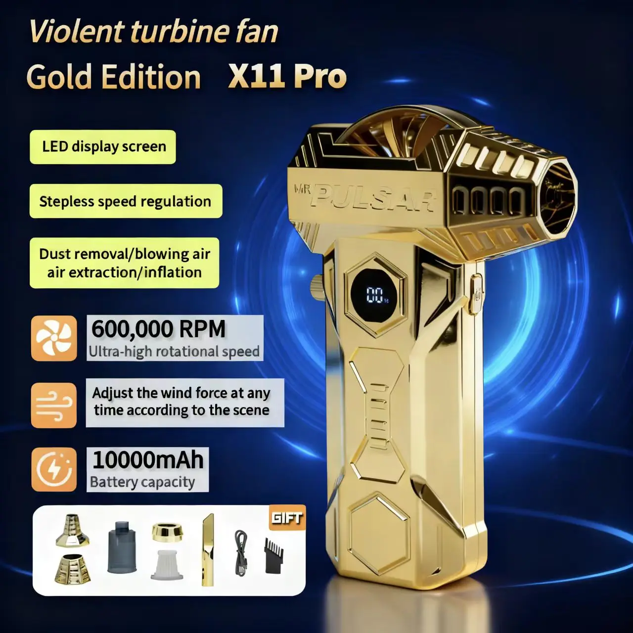 

X11Pro MAX High-speed Tornado Hair Dryer 60,000 revolutions per minute.Powerful turbofan. With LED display screen.