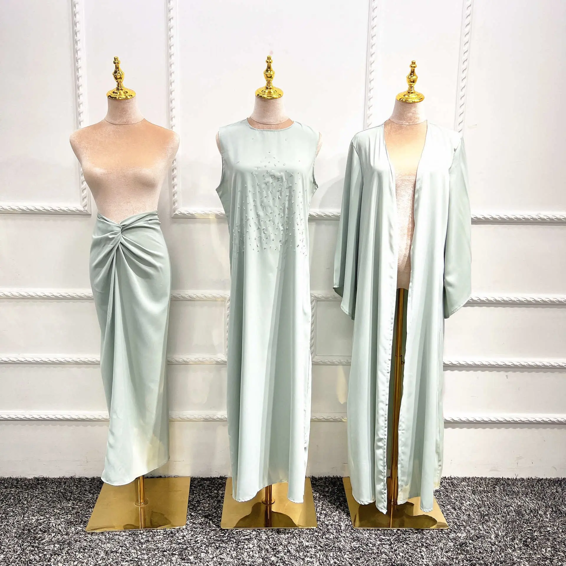 2024 New Pure Color Fashion Beaded Three-Piece Set LR506 Women's Casual Pants Three-Vinyl Fiber 100% Brand Other