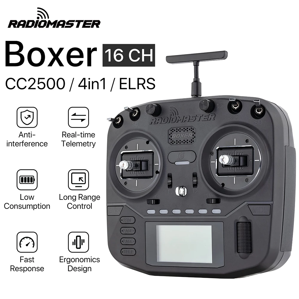 RadioMaster Boxer เครื่องส่งสัญญาณวิทยุ 2.4G 16CH Hall Gimbals RC รีโมทคอนโทรลพร้อมกระเป๋าถือ CC2500 ELRS 4in1 สําหรับ RC Drone
