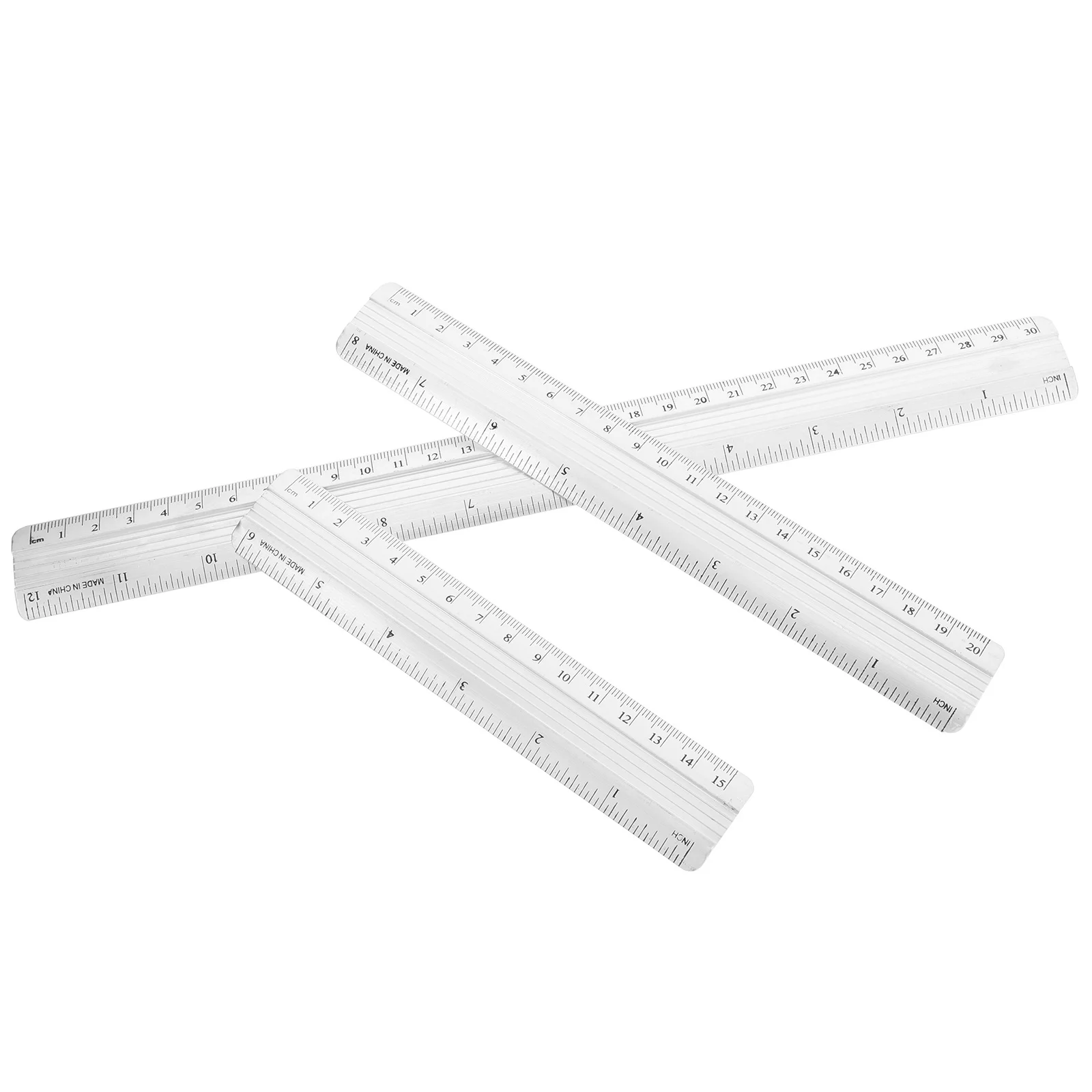 6 Buah Set Penggaris Aluminium 30Cm Penggaris Logam Pengukur Lurus Skala Ganda Metrik Untuk Menggambar Arsitektur
