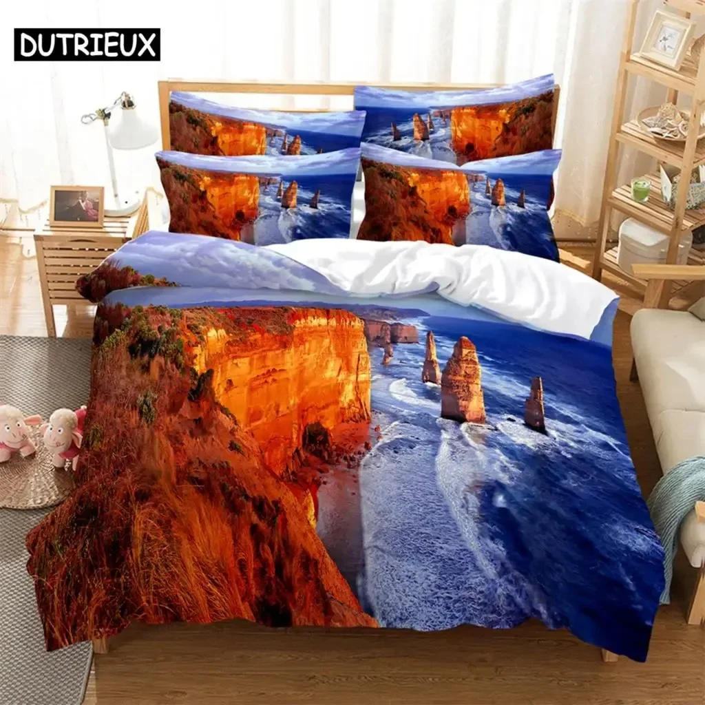 Sea view Bedding Set Single Twin Double Queen King Cal King Size Bed Linen Set
