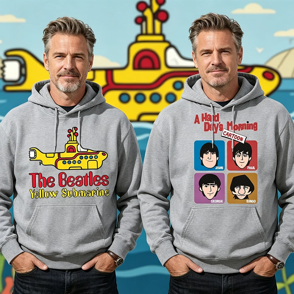 

The Beatles Black Rock Band Hoodie Men's Pullover Keep Warm Drop Shoulder Long Sleeve Sportswear Winter Autumn Streetwear