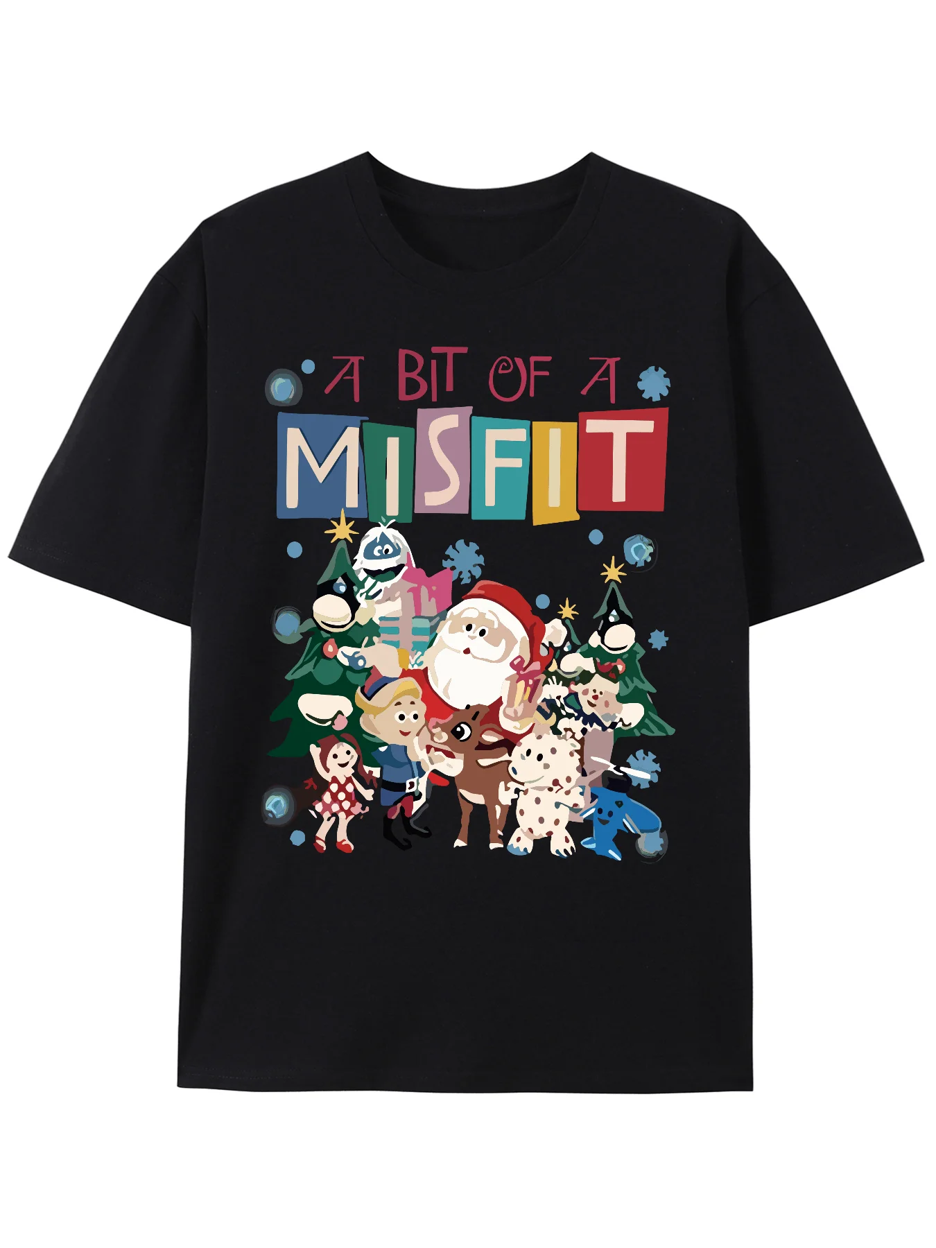 

[Men's Humorous Christmas Rudolph Tee] Funny Rudolph Red Nosed Reindeer Graphic Tee Short Sleeve, Black,