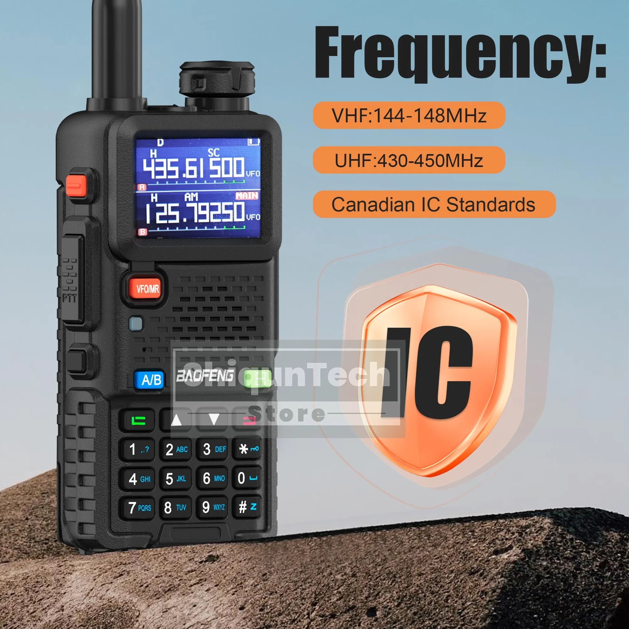 UV-5RM Baofeng Walkie Talkie Ture 10W FM Radio IC Certification USB-C Charging High Power 2500mAh/3800mAh/6800mAh Frequency Copy