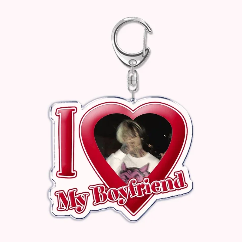 Lil Peep Rapper I Love My Boyfriend Keychain for Women Accessories Key Chain Ring Keychains Crybaby Hellboy Custom Fans Gifts