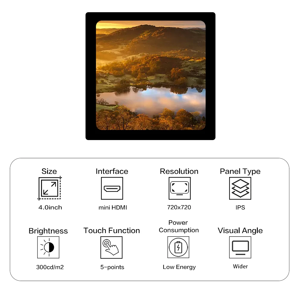 Imagem -02 - Lesown-pequeno Módulo de Exibição Touchscreen Painel Ips Lcd Mini Hdmi Display Capacitivo para Equipamentos de Monitoramento 720x720