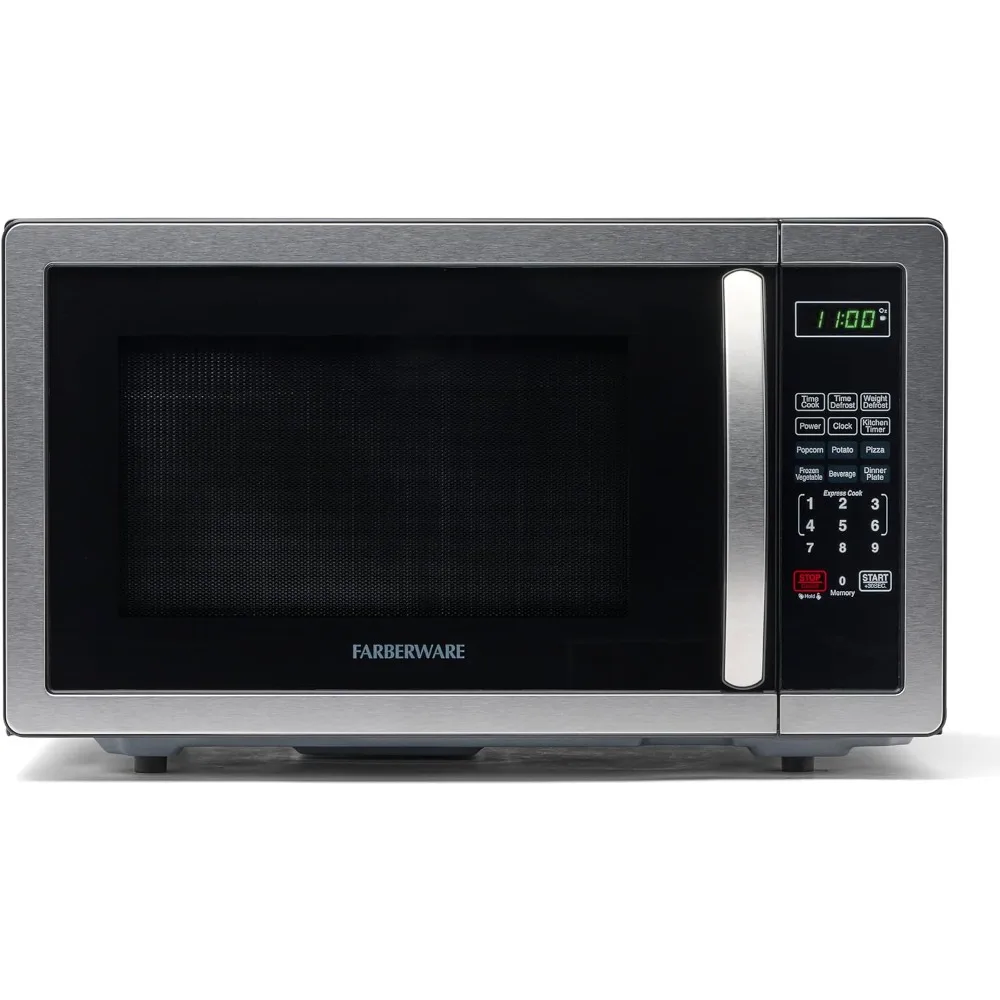 Microwave Ovens 1000 Watts, 1.1 Cu Ft, with LED Lighting and Child Lock, Easy Clean Stainless Steel, Microwave Ovens