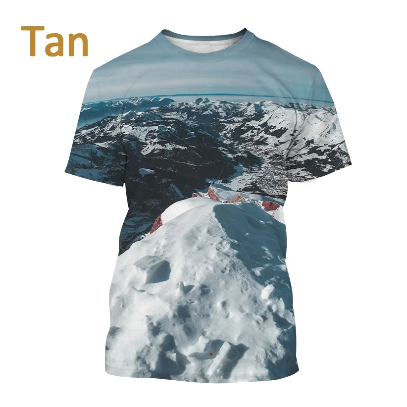 New Snow Mountain 3D Printing Short-sleeved Breathable T shirt Men and Women Natural Landscape Pattern Streetwear Tops