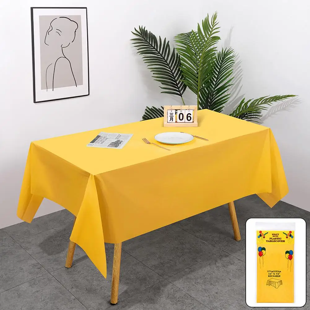 

Disposable Tablecloth PE Material Thick Rectangular Home Dining Table Cloth Solid Color Table Cover Birthday Party Decoration