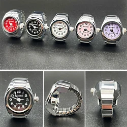 WLP 2024 Simple Classic Quartz Watch Finger Rings Women Men Couples Friends Vintage Clock Dial Ring Elastic Strap Ring Jewelry