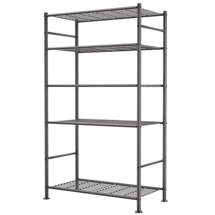 

Organizer Rack Metal Shelving Unit with Adjustable Leveling Feet Space-Saving Storage Shelves for Garage Closet Laundry Bathroo