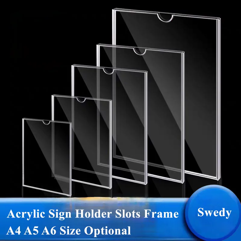 10 Pieces A5 148x210mm Wall Mount Acrylic Sign Holder File Organizer Slots Price Advertising Picture Photo Paper Poster Frame