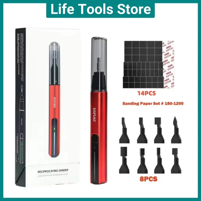 

DSPIAE ES-A Reciprocating Sander Cordless Electric Grinding Pen Plastic Model Sanding Paper Head DIY Military Model Craft Tools