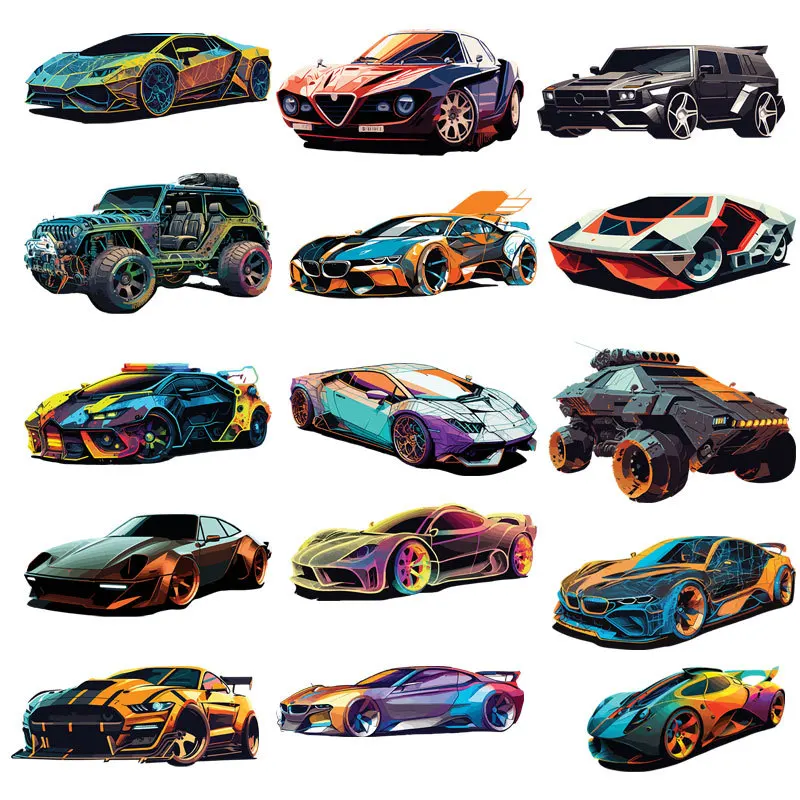Sports Cool sports car Iron Sticker Patch For Clothing Men\'s and Women\'s T-shirts DIY Jacket Patch Cool Stickers