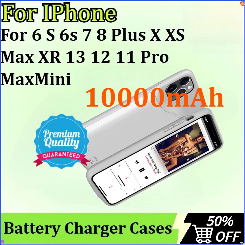 

For IPhone 6 S 6s 7 8 Plus X XS Max XR Battery Charger Case for IPhone 13 12 11 Pro MaxMini Power Bank Charging Case 10000mAh