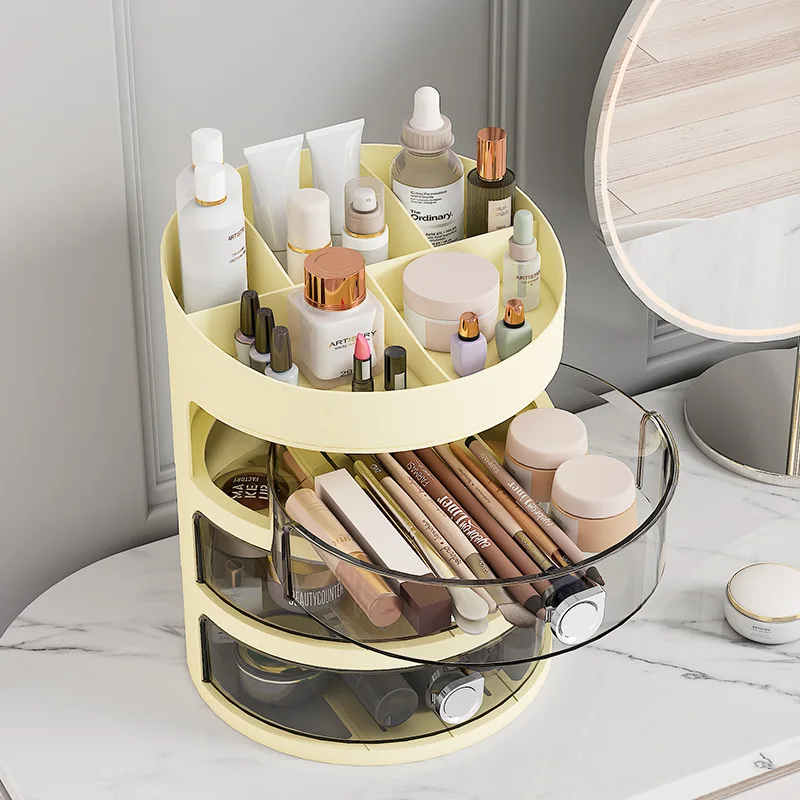 Cosmetics and Skincare Storage Box Large Capacity Circular Plastic Sorting Box Lipstick Face Mold Eye Cream Storage Box