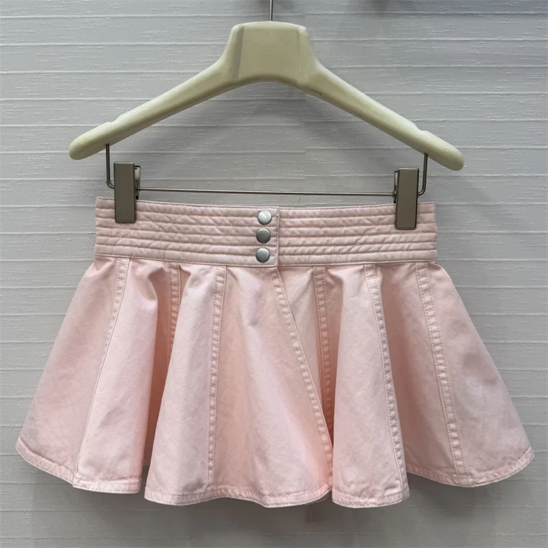 Women's skirt New high waisted slim fit mini skirt for summer 2026 100% pure cotton pleated skirt casual short skirt denim skirt