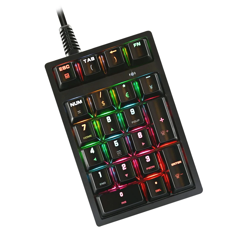 21 Key Portable Mini Usb Wired Numeric Keypad Rgb Backlight Digital Num Pad Keyboard Accounting Laptop Notebook Tablet