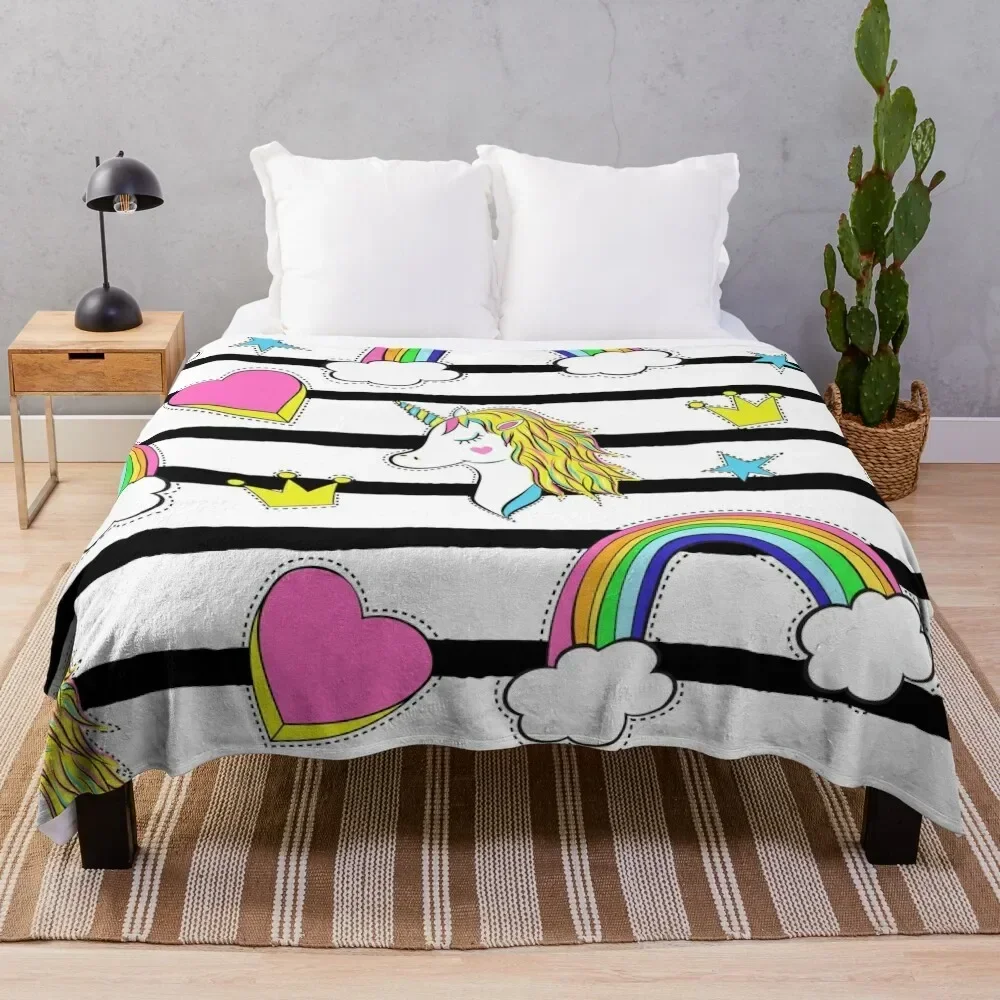 

Retro Unicorn Throw Blanket Large Flannel Fabric Blankets