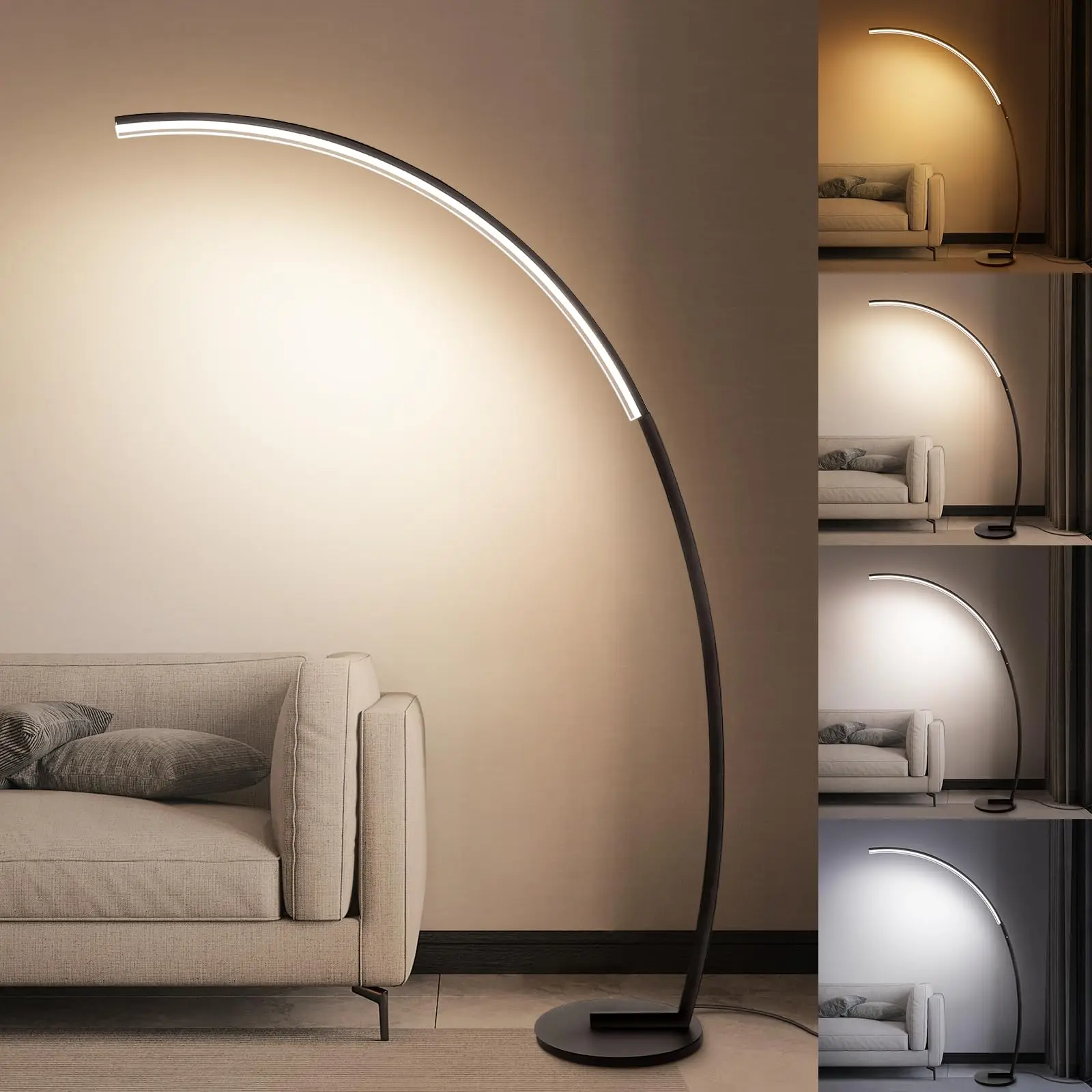 Floor Lamp,Bright 20W with Touch Switch,Stepless Adjustable 3000K-6000K Colors & Brightness Modern Standing Lamp for Bedroom