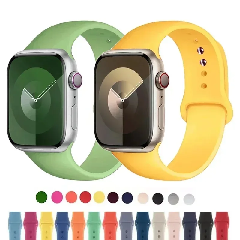 Silicone Strap For Apple Watch band 45mm 44mm 41mm 42mm 40mm 49mm 38mm correa bracelet iWatch series 9 8 5 4 3 8 6 SE 7 Ultra 2