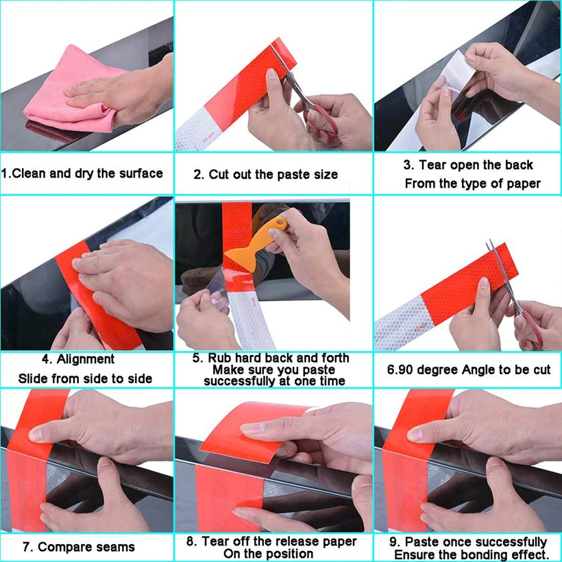 Red White Diamond Grade Reflective Tape Traffic Safety Road Waring Reflector For Things Waterproof Adhesive Stickers For Car