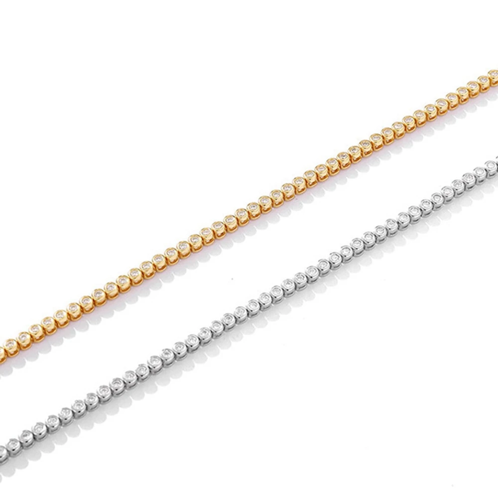 Wong Rain 18K Gold Plated 925 Sterling Silver VVS1 3EX D Real Moissanite Diamond Gems 2MM Tennis Chain Necklace Fine Jewelry GRA