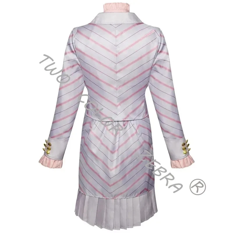 A;3\v,7'd/Wicked Glinda Pink Striped Cosplay Costume Full Set Coat Skirt Outfit for Halloween Stage Performance Cosplaw.3;v'6\b/ - view 4