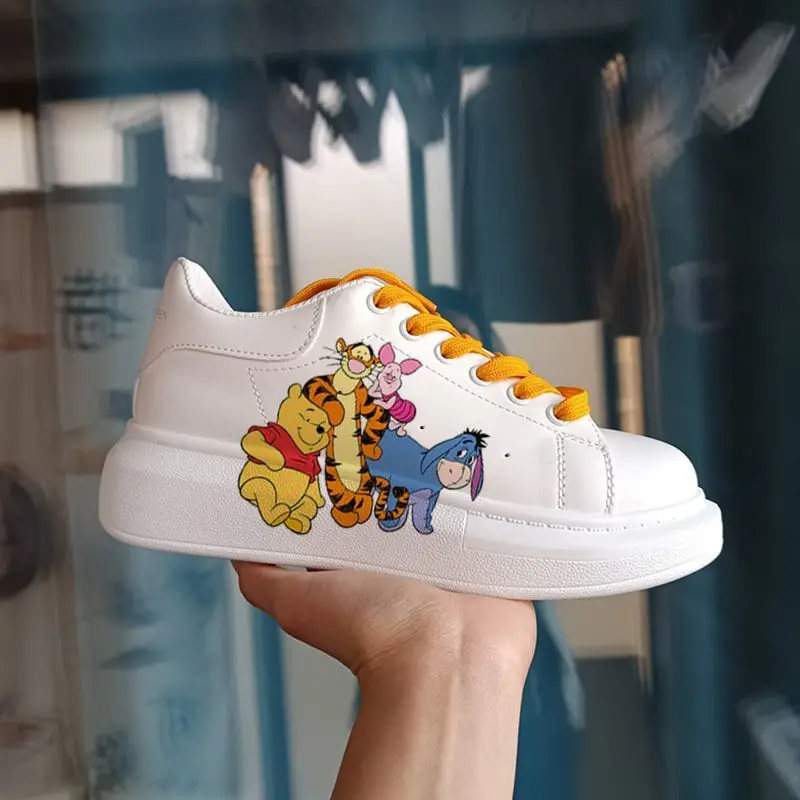 Anime Winnie Sneakers Disney Cartoon Piglet Tennis Shoes Print Couple Casual Shoes Fashion Adult Basket Shoes Size 35-44